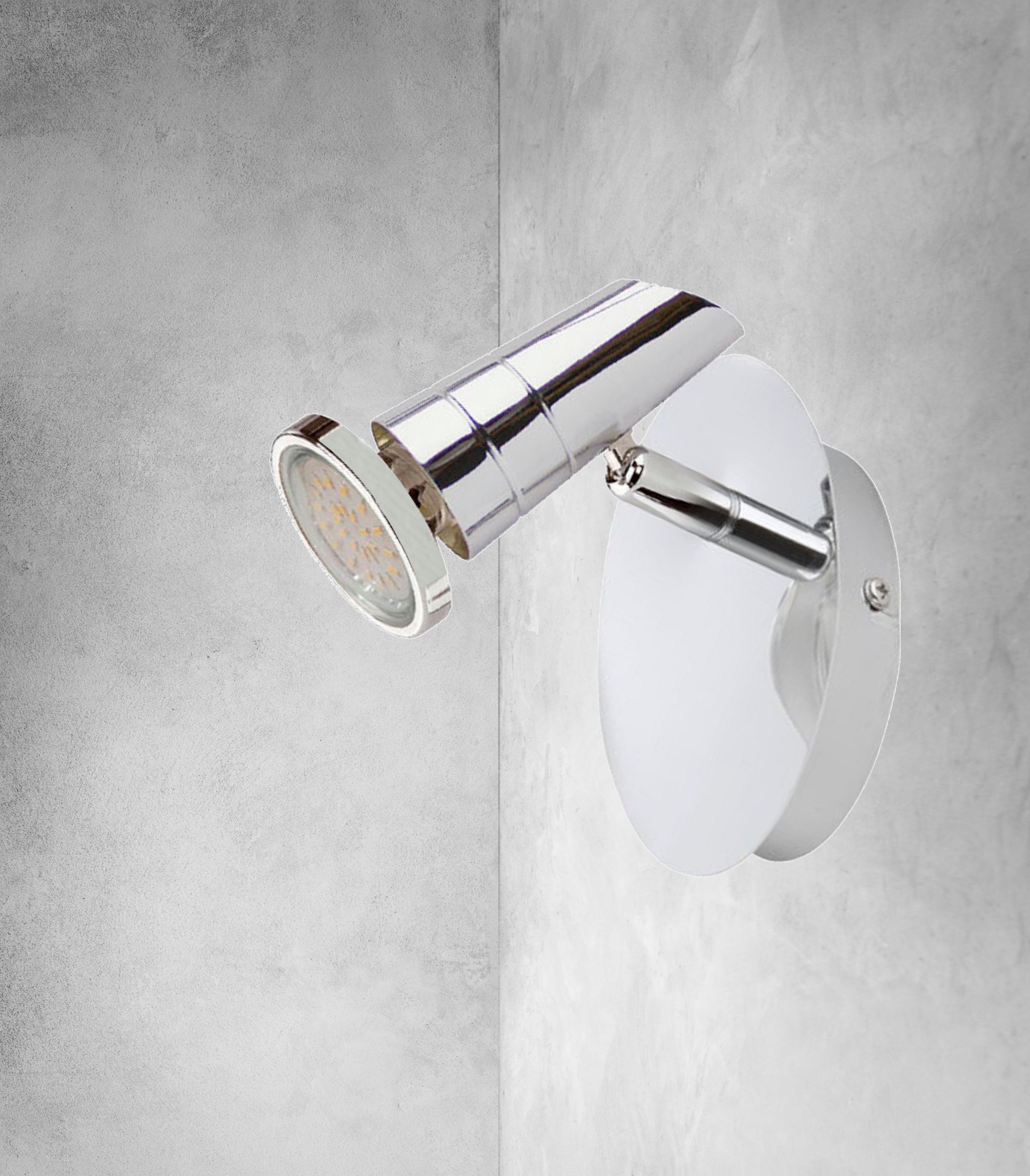 TRANGO LED Deckenspots, 1-flammig 2001-018 LED Wandleuchte ARIEL in Chrom-Optik inkl. 1x 3 Watt GU10 LED Leuchtmittel Deckenlampe - Deckenstrahler - Deckenspots, Spots schwenkbar und drehbar