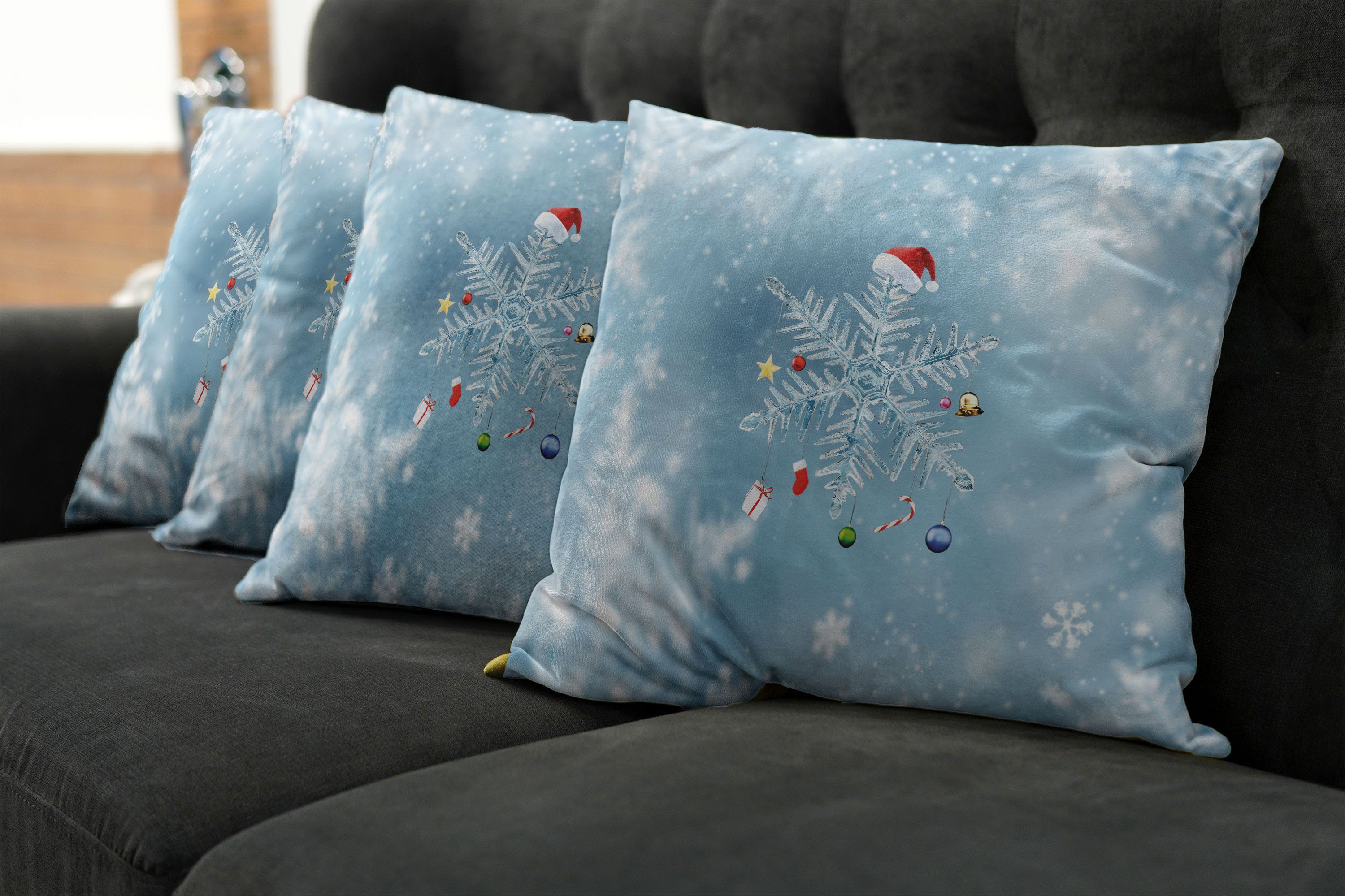 Abakuhaus Doppelseitiger Weihnachten Kissenbezüge Noel (4 Digitaldruck, Snowflake Aufwändige Modern Accent Stück),