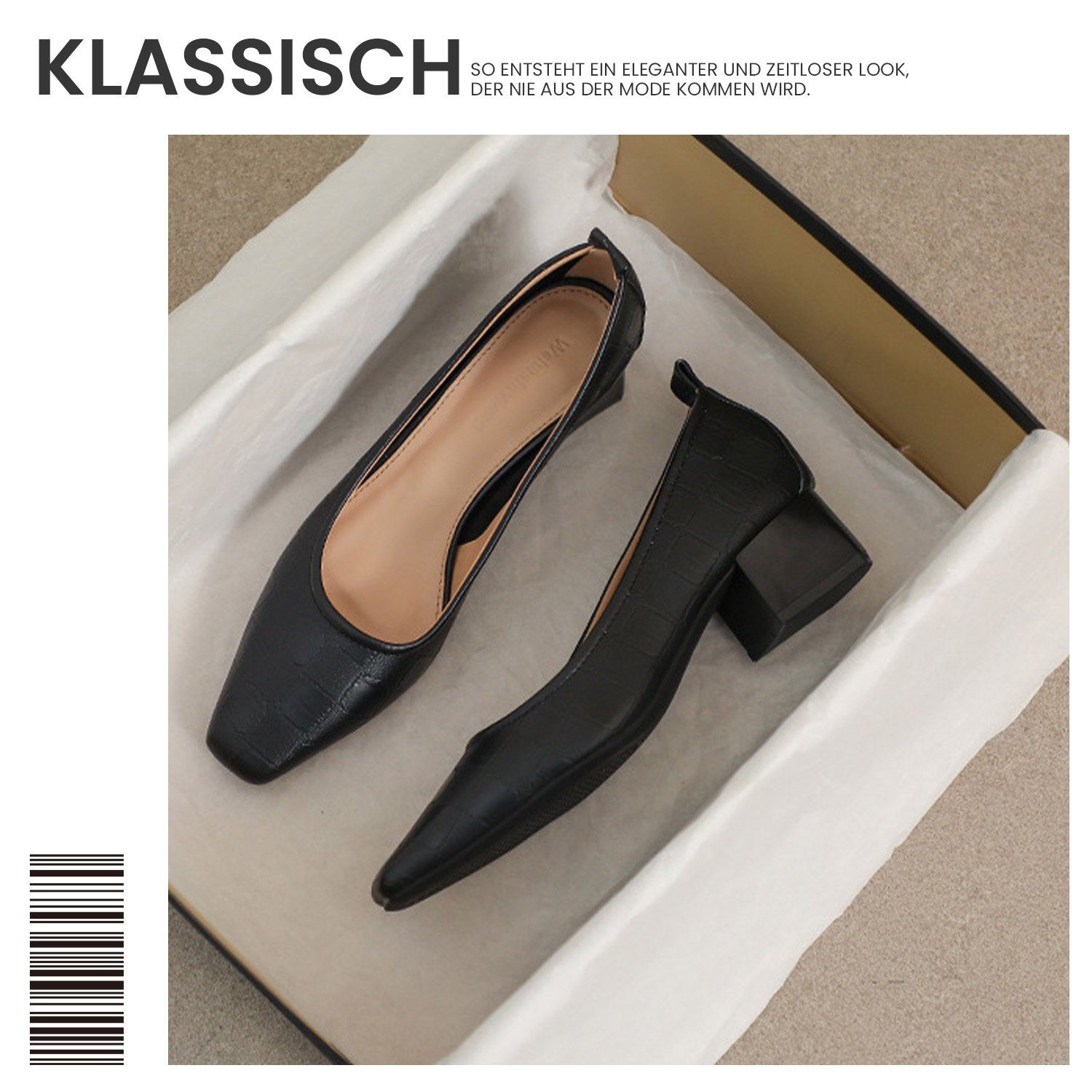 Daisred Damenschuhe Bequeme Walkingschuh Blockabsatz Schwarz Freizeitschuhe