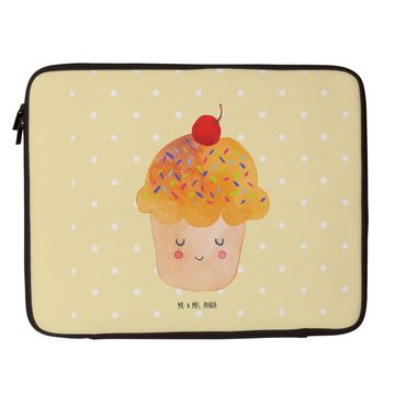 Mr. & Mrs. Panda Laptop-Hülle 20 x 28 cm Cupcake - Gelb Pastell - Geschenk, Notebook-Tasche, Backen, Unikat Design