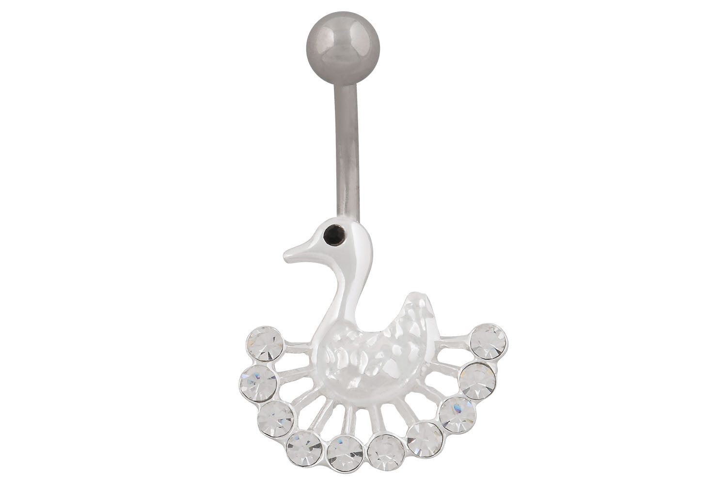 PIERCINGLINE Bauchnabelpiercing Titan Bananabell mit 925er Silber-Design ENTE (Bananabells, 1-tlg)