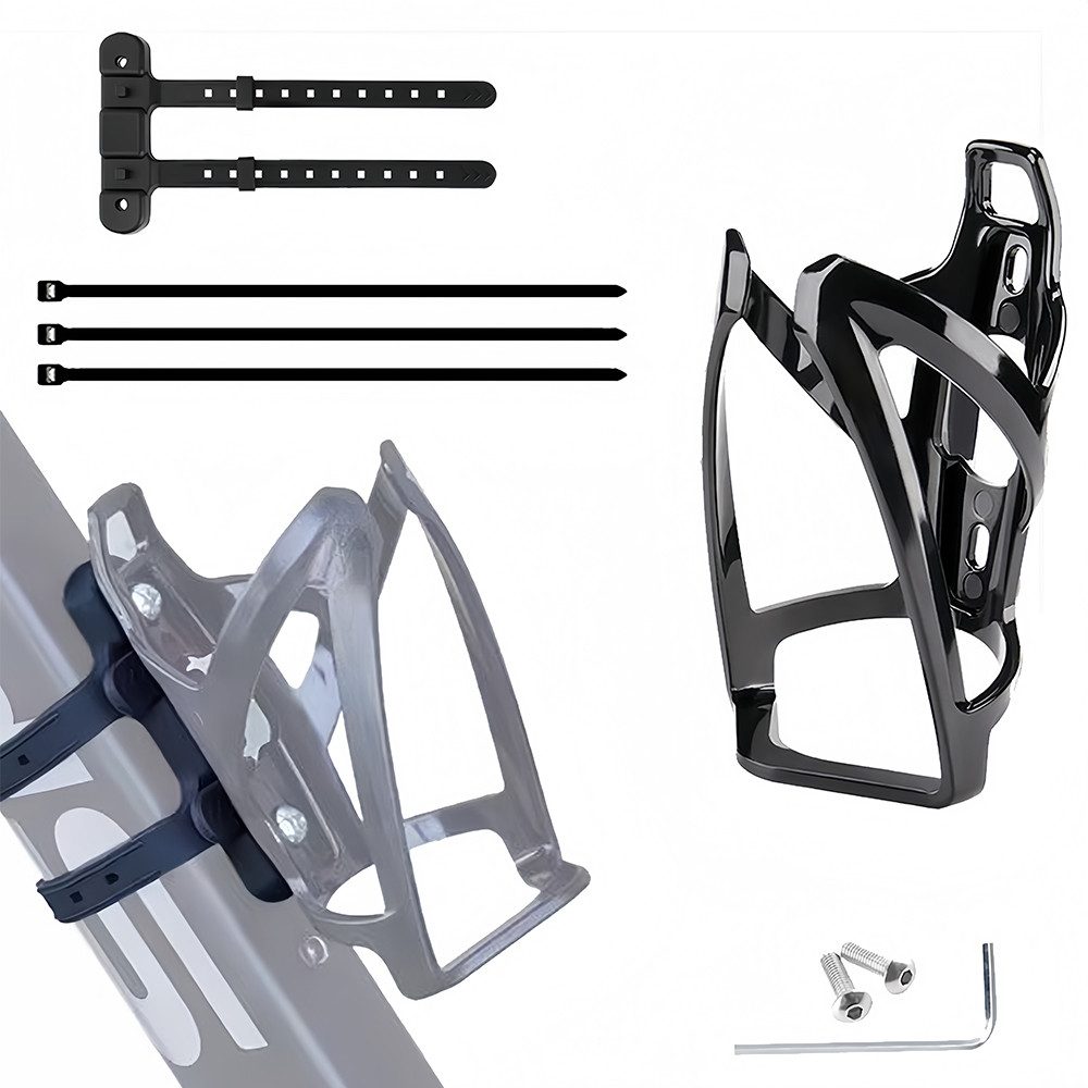 AFKSMILE Fahrrad-Flaschenhalter Flaschenhalter Fahrrad, Leichte Langlebige PC Wasserflaschenhalter, Getränkehalter, inklusive Gurte für Rohre mit Durchmesser bis 22-55mm