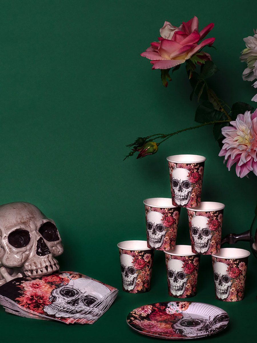 Boland Einweggläser 10 Dia de los Muertos Pappbecher - Halloween Deko, Pappe, Catrina, Mexiko & Co.: Partydeko im Stile des mexikanischen Totenfeste