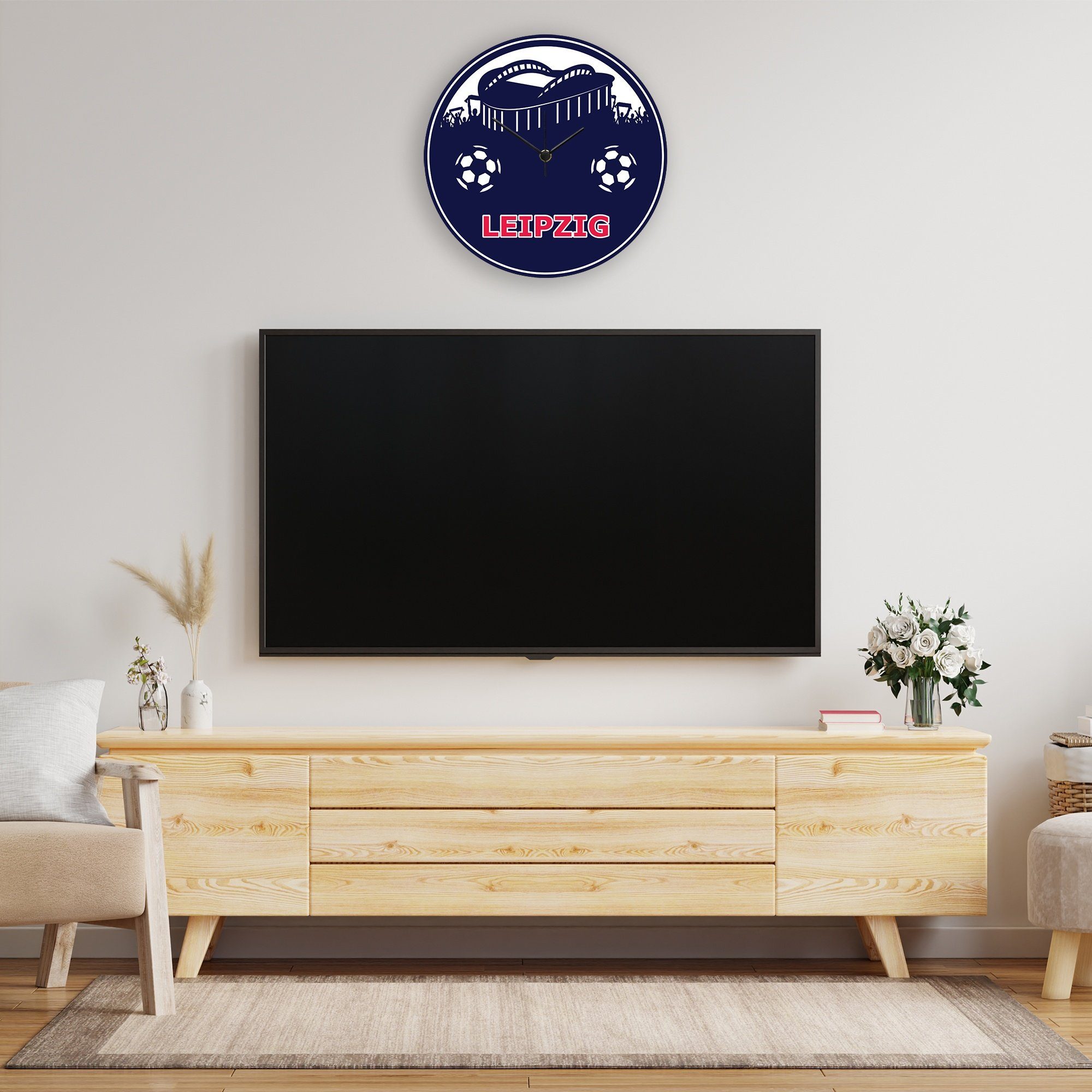 GRAVURZEILE Wanduhr aus Holz Vereinsliebe Leipzig - UV Druck - günstig online kaufen