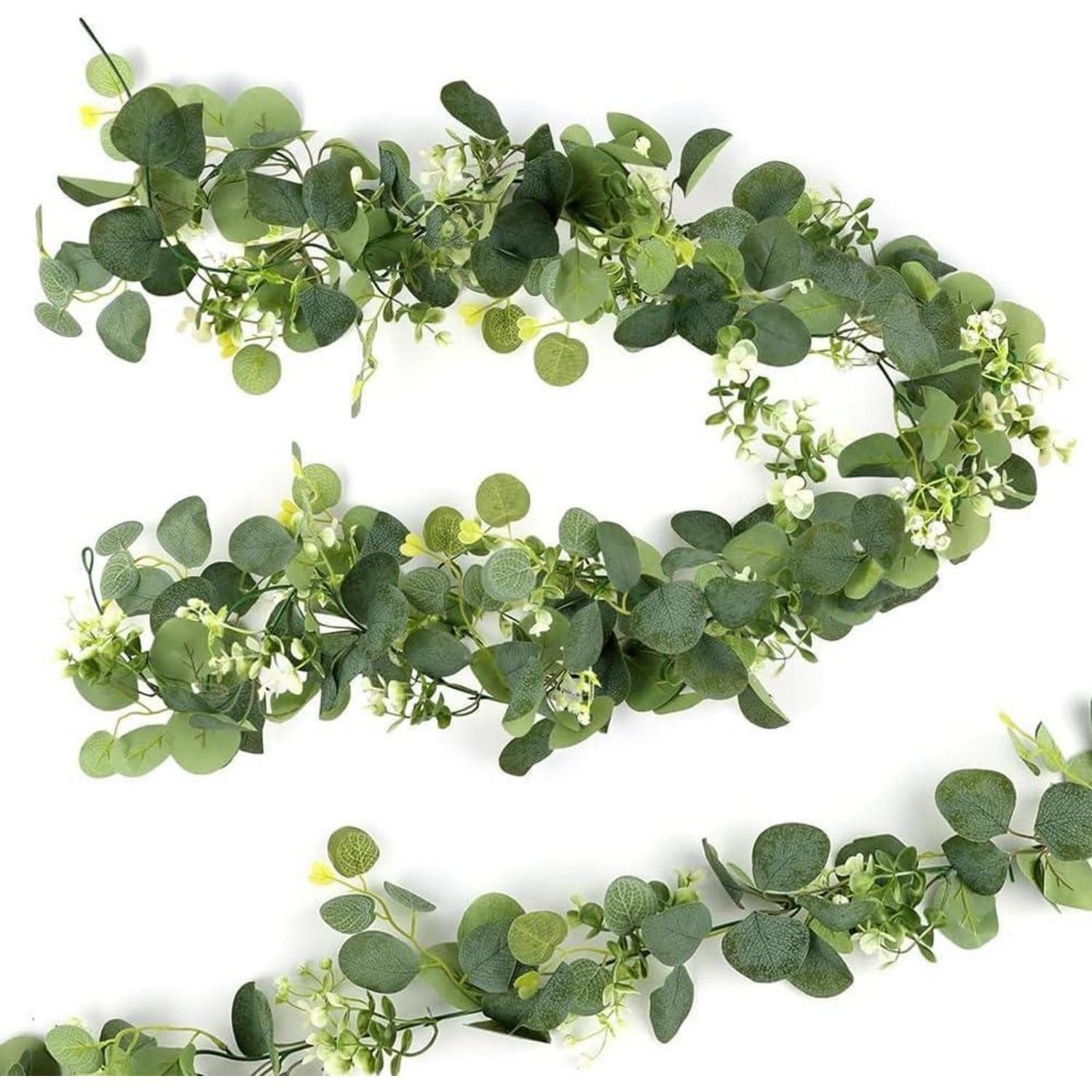 Kunstgirlande 2x Eukalyptus Girlande 1.8m Grün Hängend Deko, LuxusKollektion, Höhe 5 cm