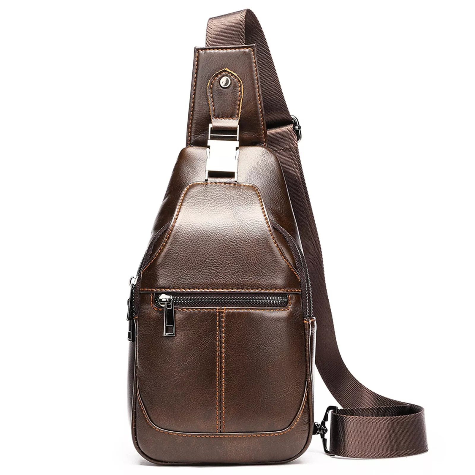 Messenger Bag Herren Leder Sling Bag Brusttasche Verstellbare Schultertasche