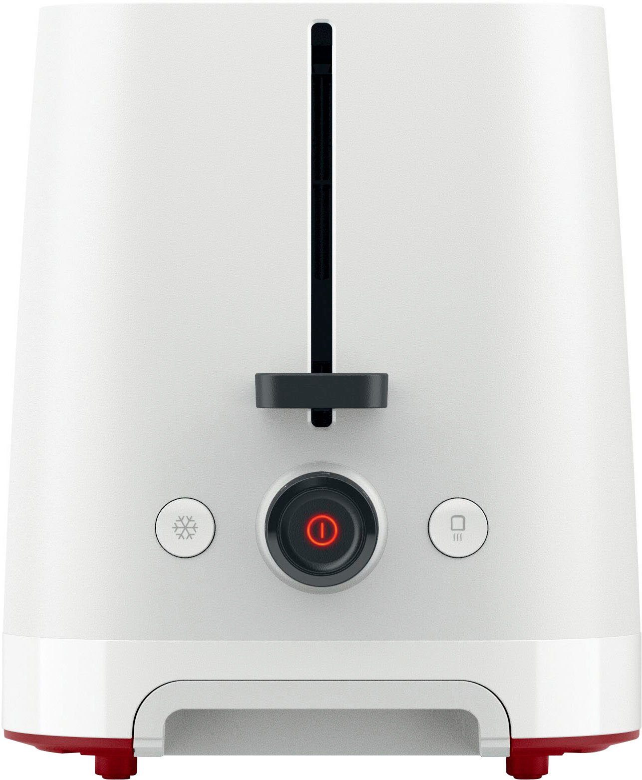 BOSCH Toaster MyMoment TAT3M121, 2 Schlitze, für 2 Scheiben, 950 W, entnehmbarer Brötchenaufsatz, Auftaufunktion, Brotzentrierung, AutoOff