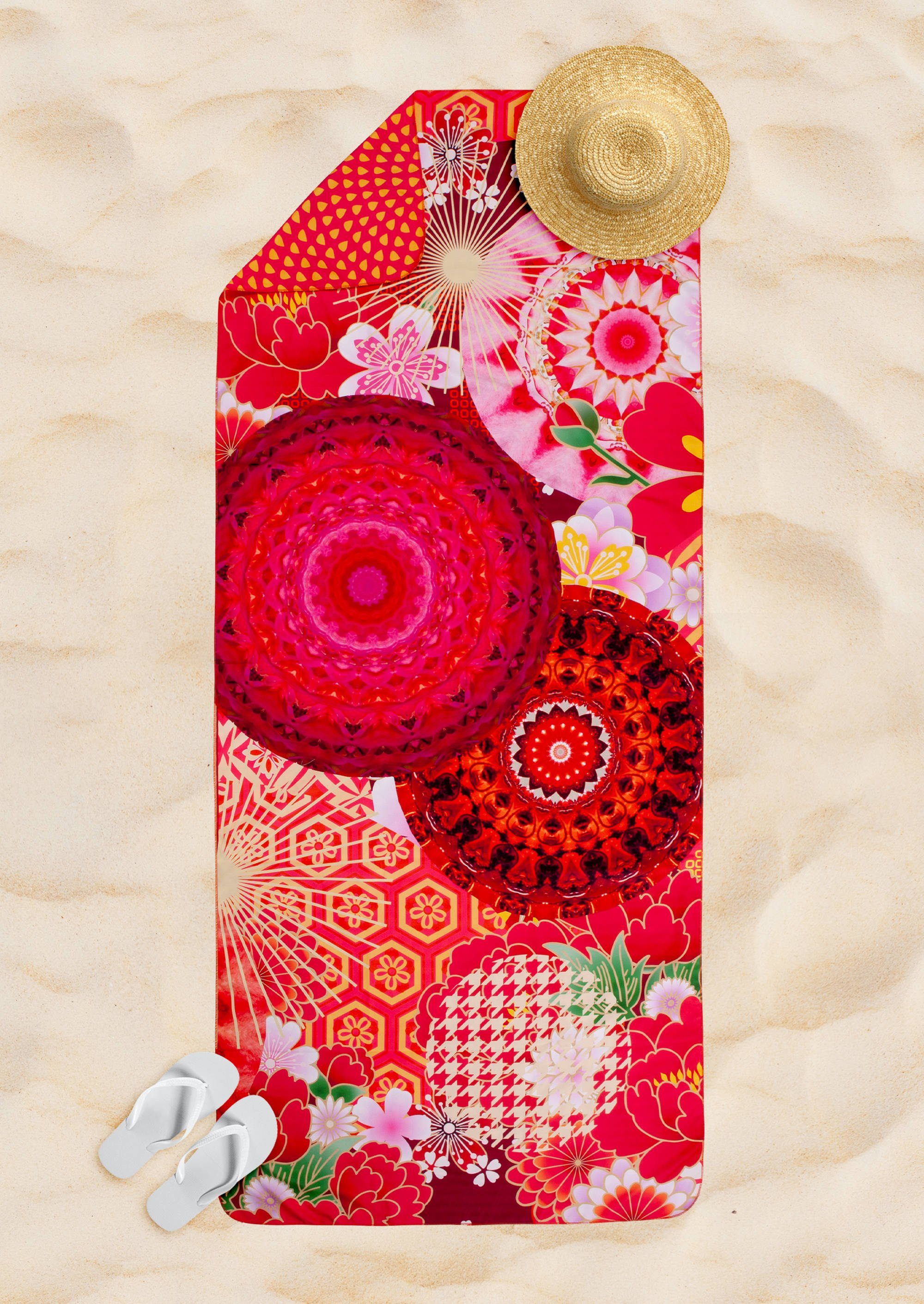 Blumen Living Strandtuch gewebt & flach YUKI, Rückseite, Vorder- Motiv: GMD Mandala auf