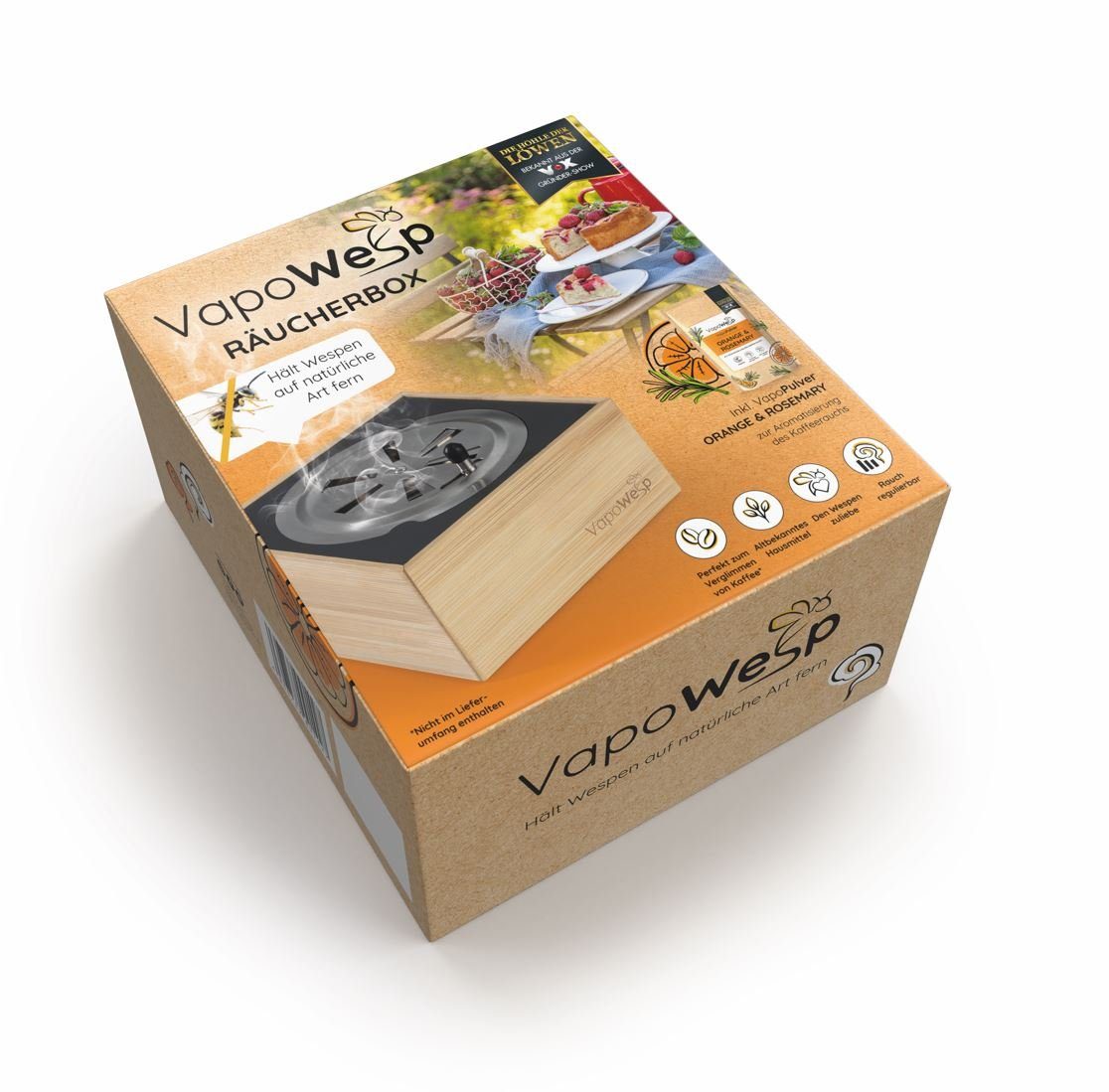 VapoWesp Blumensamen VapoWesp Räucherbox inkl. VapoPulver Orange & Rosemary 50 g