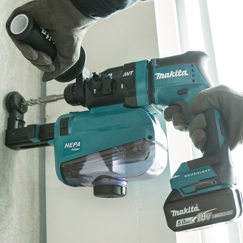 Makita Akku-Kombibohrhammer, 18 V, max. 1350 U/min, Kombihammer 18V, DHR182RTWJ, 18 mm, SDS-PLUS, 2 x 5 Ah Li-Ion in
