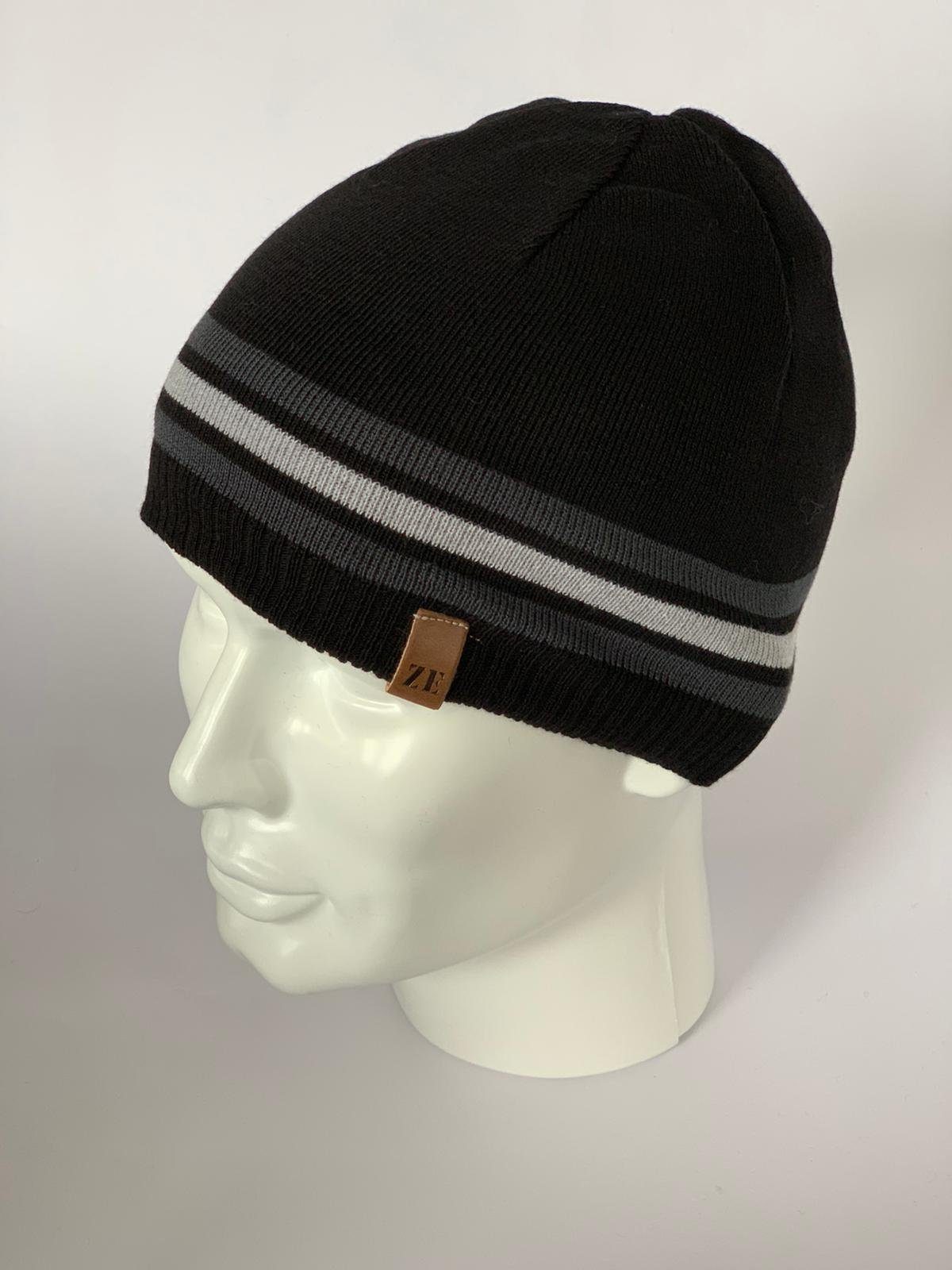ZEBRO Strickmütze Mütze Kaschmir-Wolle "Tom" mit schwarz