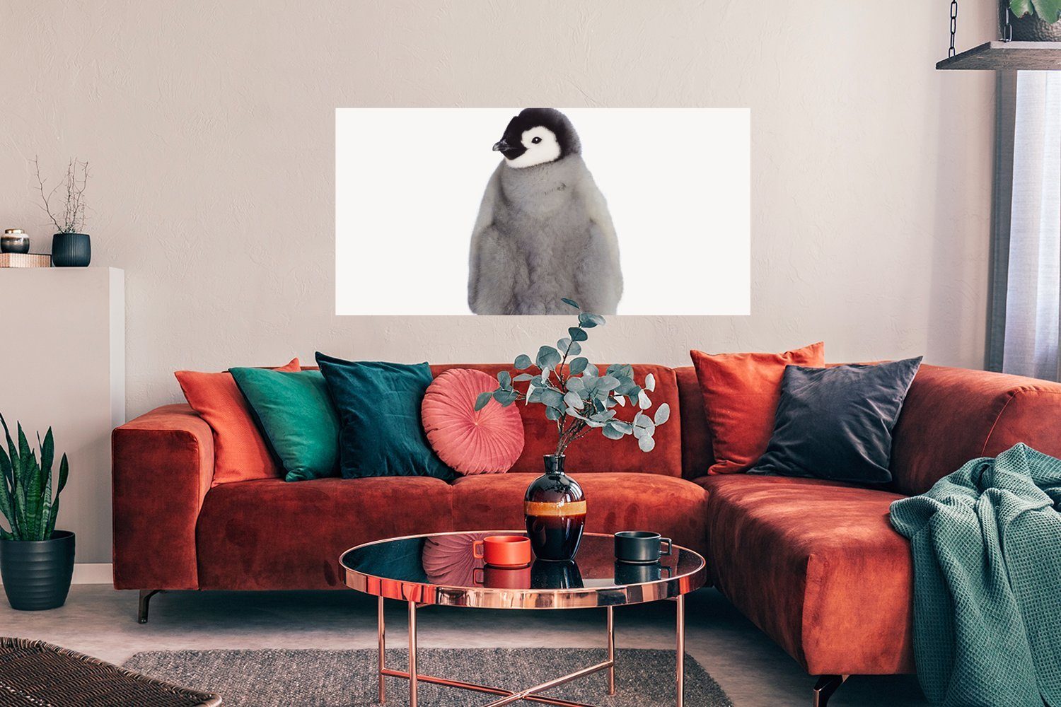 MuchoWow Poster Kinder - Pinguin - Grau - Tiere - Mädchen - Jungen, (1 St),  Bild für Wohnzimmer, Schlafzimmer, Wandposter, Ohne Rahmen, Wanddeko