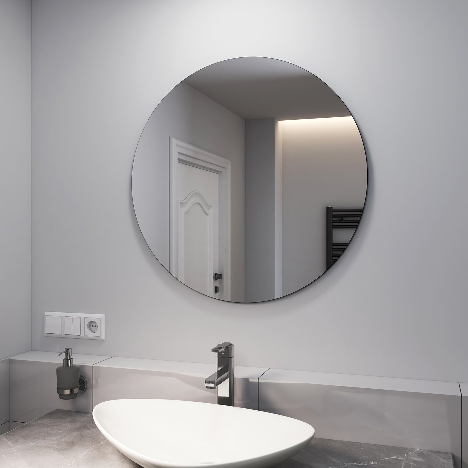  Halbrunder Rahmenloser Spiegel, Badezimmer Wandspiegel
