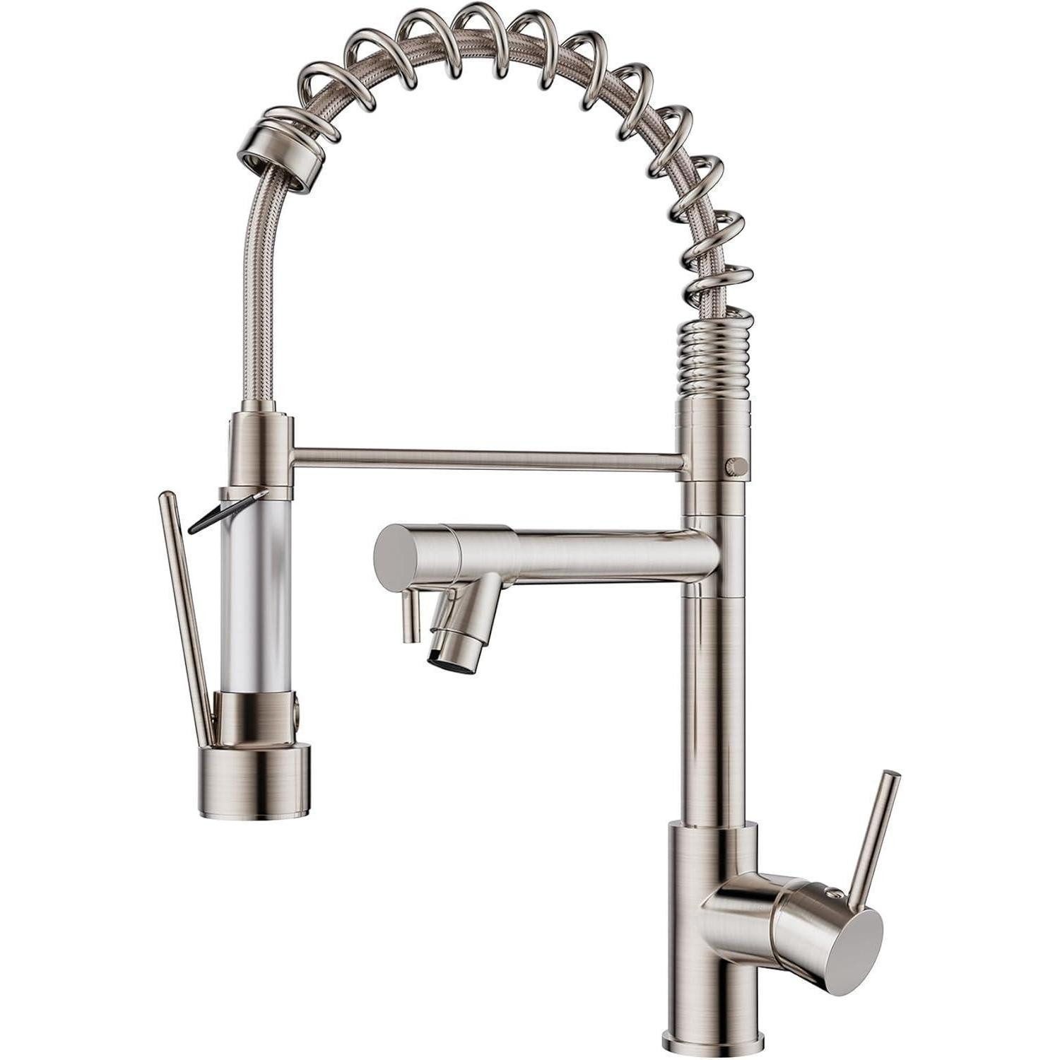 Küchenarmatur Wasserhahn Küche Schwarz Edelstahl 360° Schwenkbarkeit Doppelspray