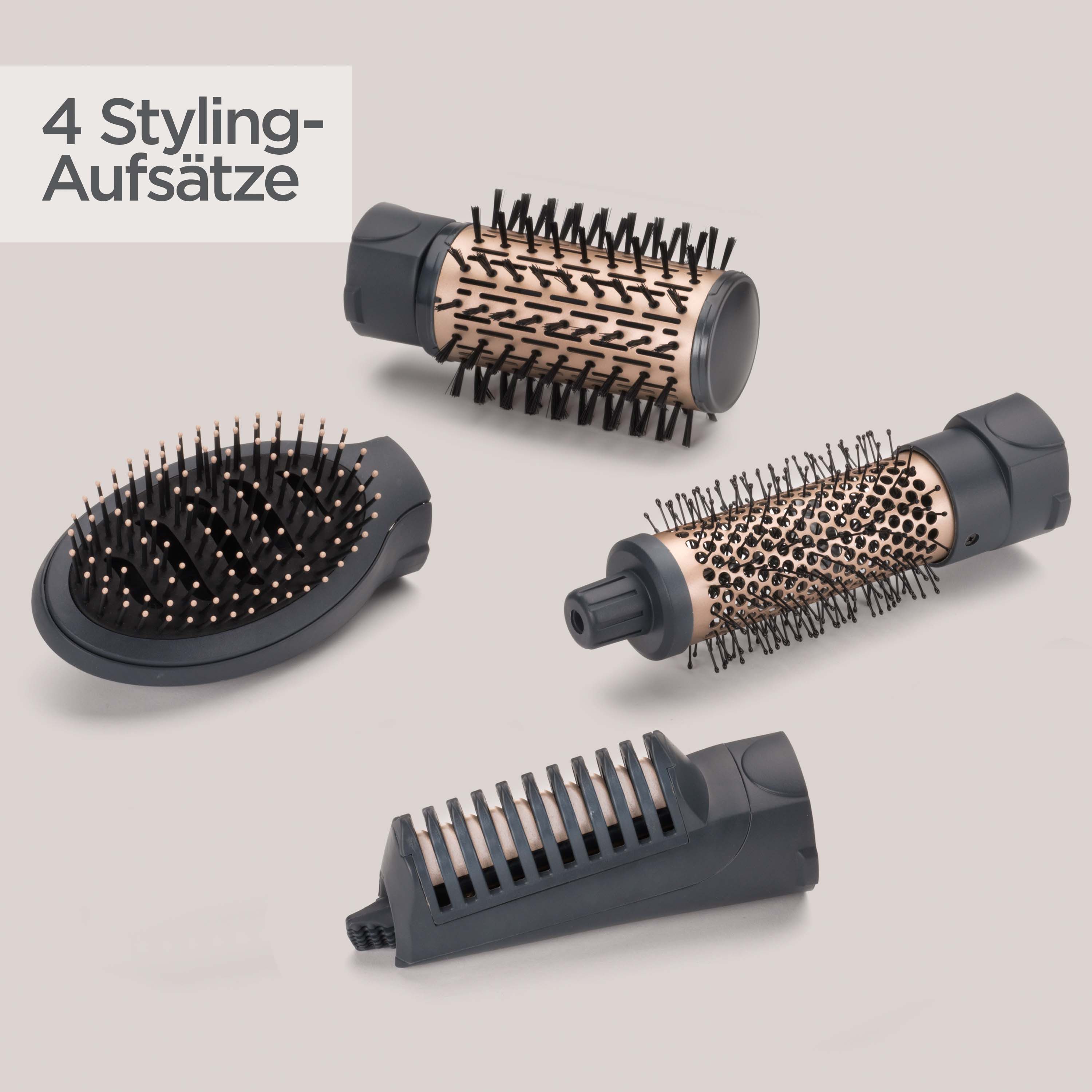 BaByliss Warmluftbürste Style Pro 1000 Rotierende Warmluftbürste mit Aufsätzen, AS965E, 4-in-1 Heißluftstyler mit Ionen-Technologie für Volumen & Glanz, 1000W
