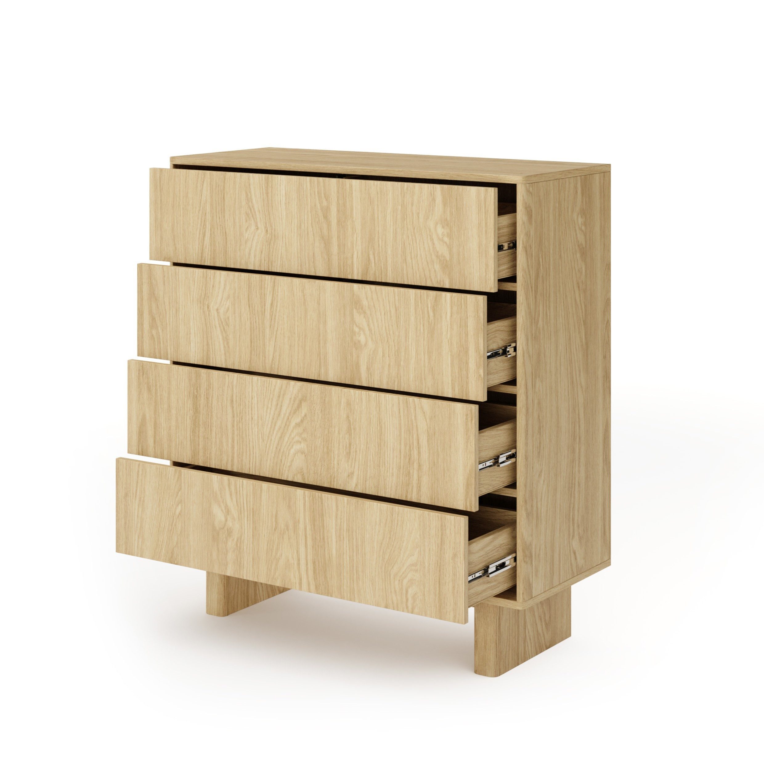 Masseno Kommode TRAVE 93,5 cm Sideboard mit 4 Schubladen Eichefarben