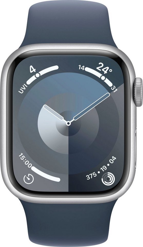 Apple Watch Series 9 GPS + Cellular 41mm Aluminium Smartwatch (4,1 cm/1,61  Zoll, Watch OS 10), Sport Band, Mit Gesten kannst du die Apple Watch noch  einfacher nutzen
