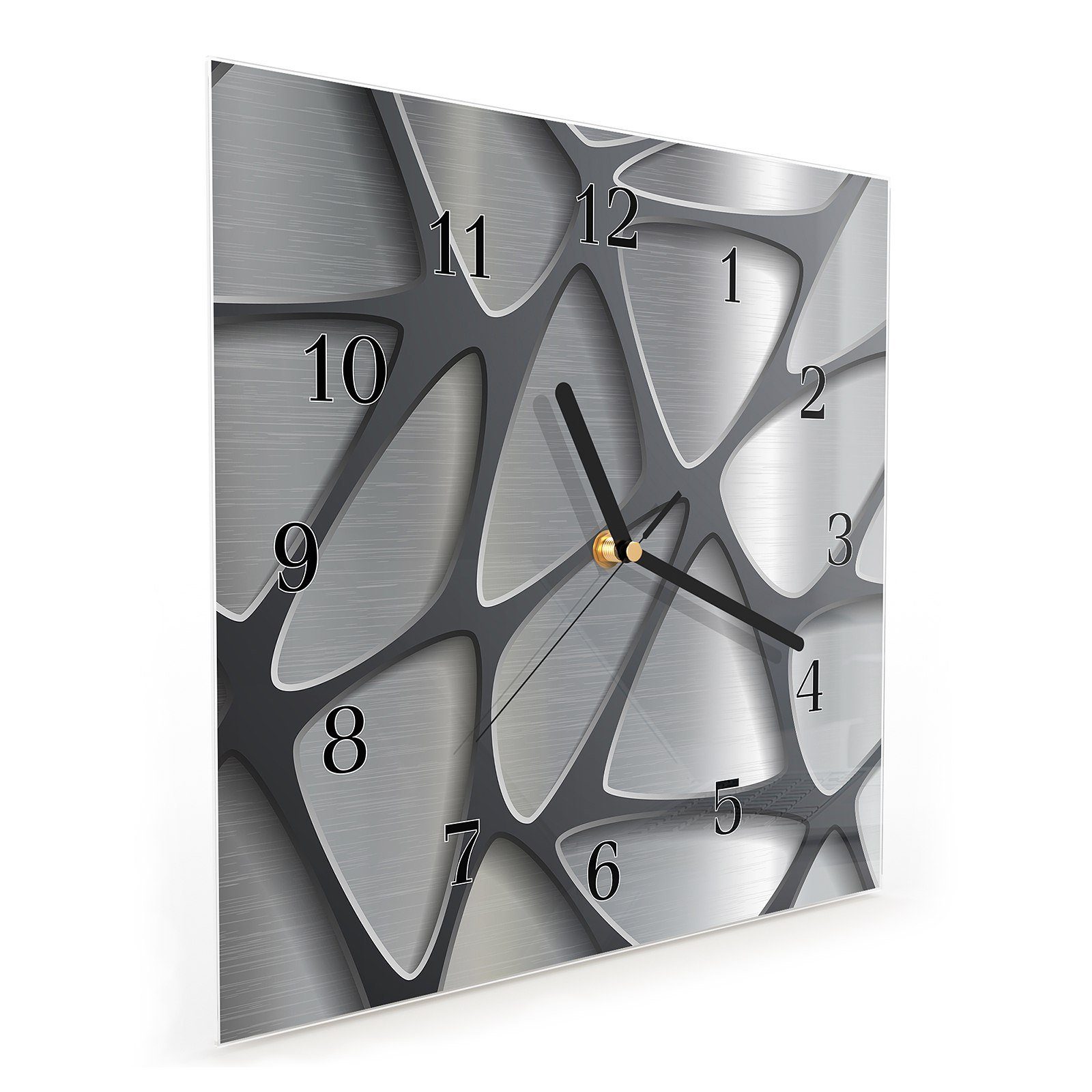Geometrisches 30 Primedeco x Metallmuster Wandkunst Motiv Glasuhr 30 Wanduhr Wanduhr Größe mit cm