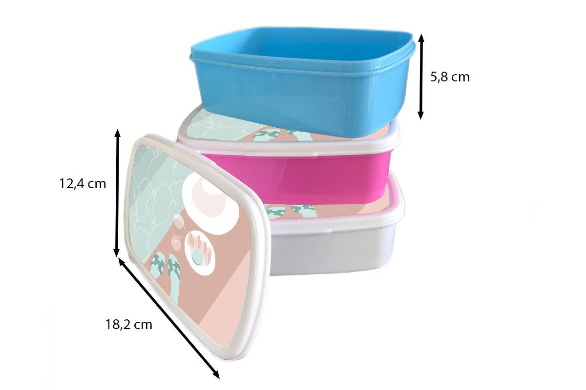 MuchoWow Lunchbox - Erwachsene, Weinglas Jungs - und Hausschuhe Mädchen - Brotdose, Kinder Pool für weiß Kunststoff, (2-tlg), Sommer, für Brotbox und