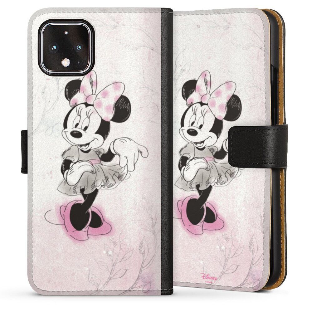 DeinDesign Handyhülle Minnie Mouse Disney Vintage Minnie Watercolor, Google Pixel 4 Hülle Handy Flip Case Wallet Cover Handytasche Leder