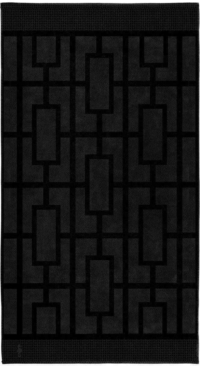 Como, black Trellis-Muster Strandtuch Jacquard-Velours mit (1-St), Seahorse