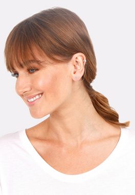 Elli Paar Ohrstecker Earcuff Stecker Rund Kristalle Silber