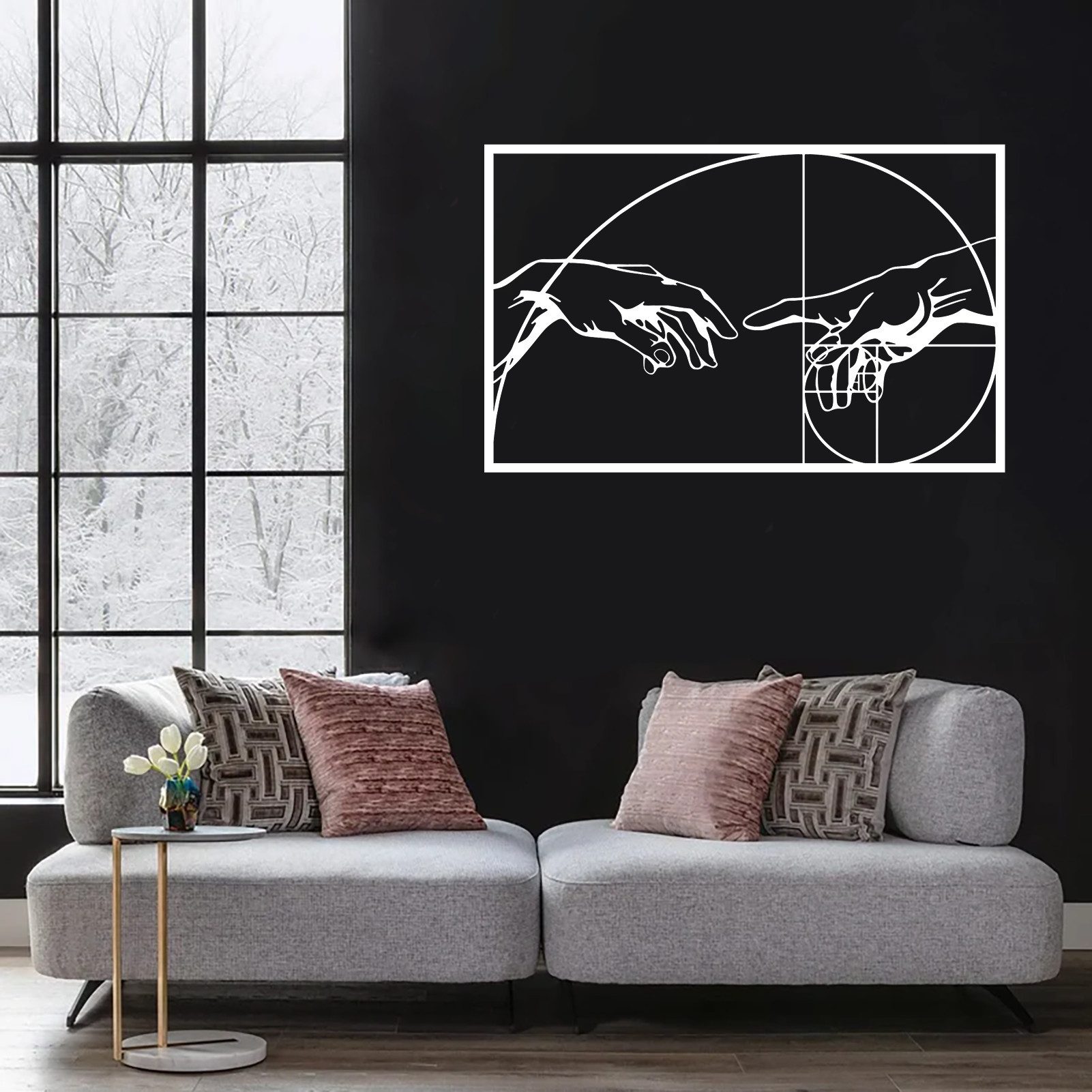 Jumpeak Wanddekoobjekt Geometrisches Bild Metall Wanddekoration, Abstrakte Kunst, Metall, Hergestellt aus Metall,Schwarz,Weiß,3 Größe