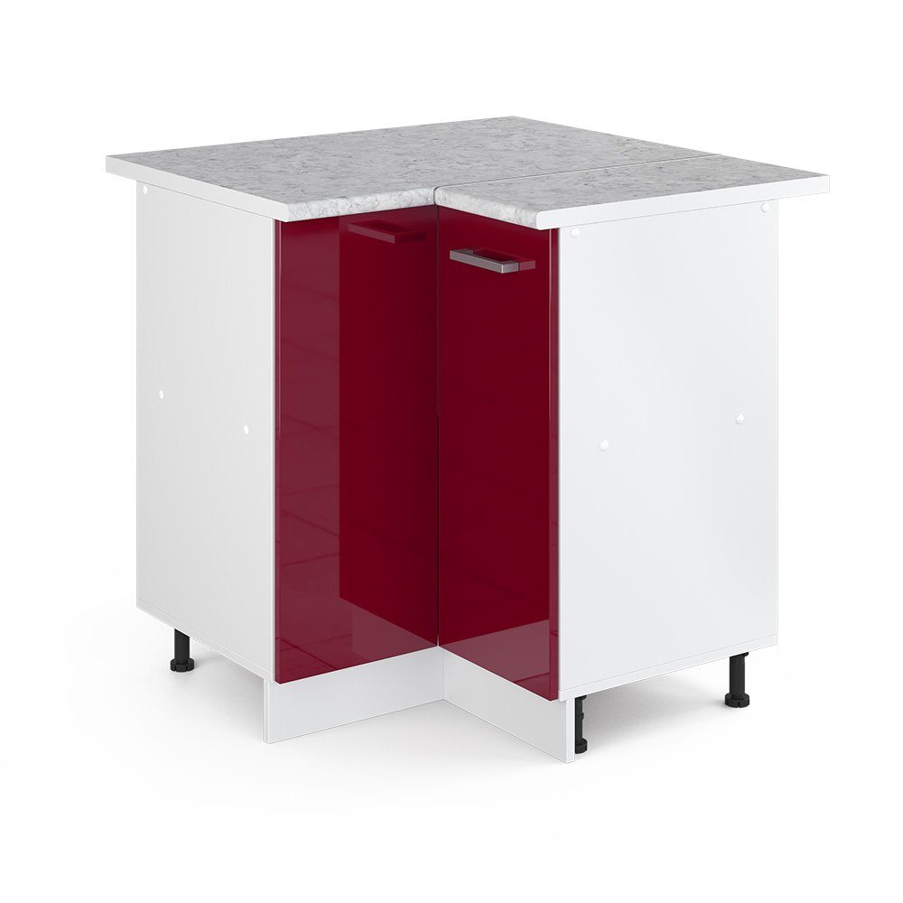 Vicco Eckunterschrank R-Line, Bordeaux Hochglanz/Weiß, 75.6 günstig online kaufen