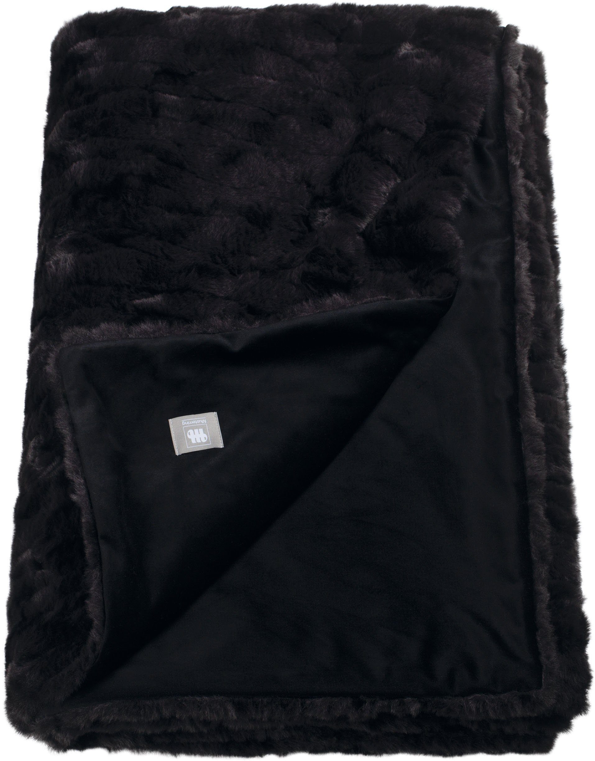 Flurry, Kunstfell, weichem Musterring, Wohndecke aus schwarz Kuscheldecke