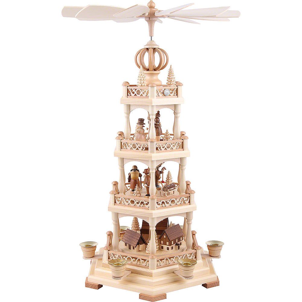 Müller Kleinkunst GmbH Seiffen Weihnachtspyramide 4-stöckige Pyramide Erzgebirgsmotiv (54cm) von Müller Kleinkunst