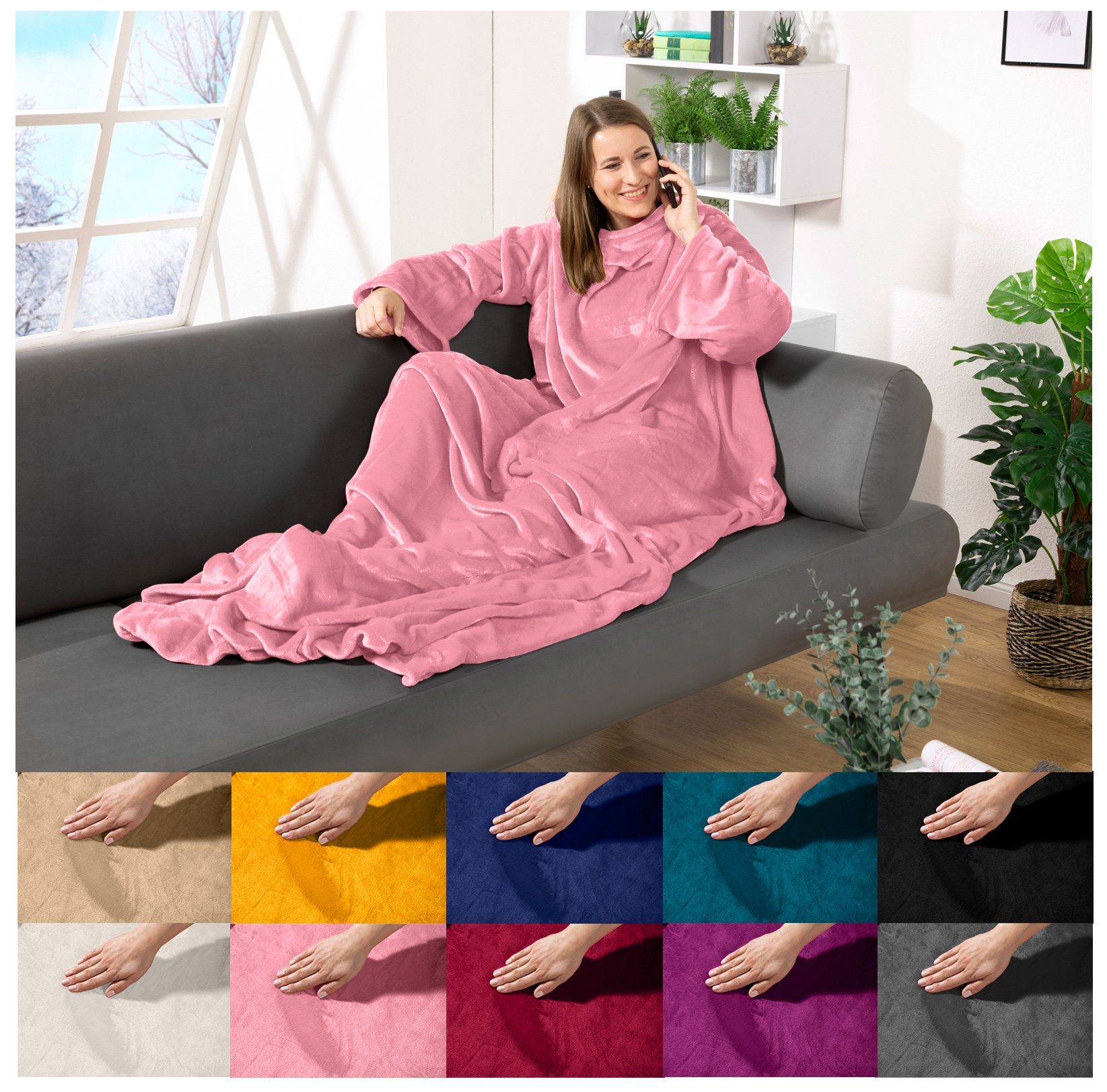 Wohndecke tragbare Ganzkörperdecke Kuscheldecke Ärmeldecke, heimtexland, günstig online kaufen