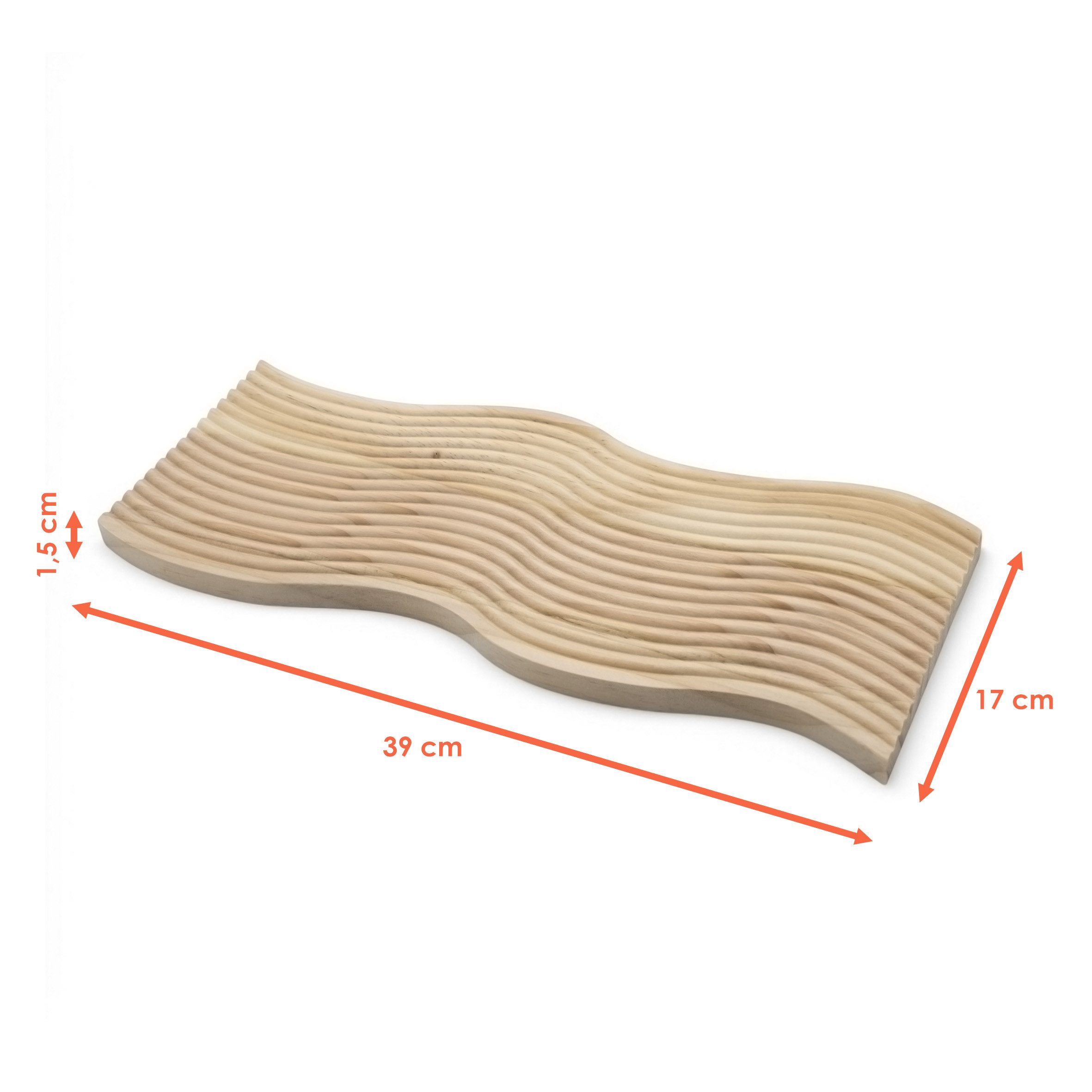 Spetebo Dekotablett geschwungen mit Rillen - 39 x 17 cm (Artikel, 1 St., Kerzenbrett), in Wellenform aus Kiefernholz