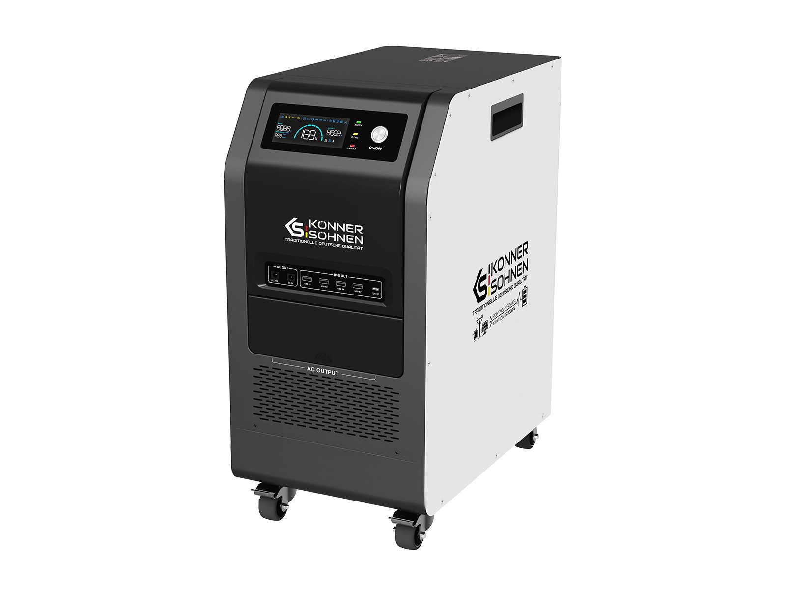 Könner & Söhnen Stromerzeuger KS 5200PS, (mit einem LiFePO4-Akku mit 5120 Wh Kapazität, 1-tlg., Wechselrichters von 5200 W, UPS-Modus, PV-Eingang 5120 W), 4x AC Schuko 230 V, 2x DC 12 V, 4 x USB-A, 1 x USB Typ-C