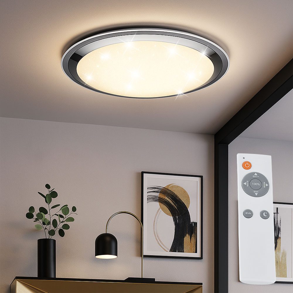 TRIO Leuchten LED Deckenleuchte, LED-Leuchtmittel fest verbaut, Kaltweiß, Warmweiß, Neutralweiß, Tageslichtweiß, Farbwechsel, Deckenlampe Deckenleuchte Fernbedienung dimmbar Sterneneffekt LED 85cm