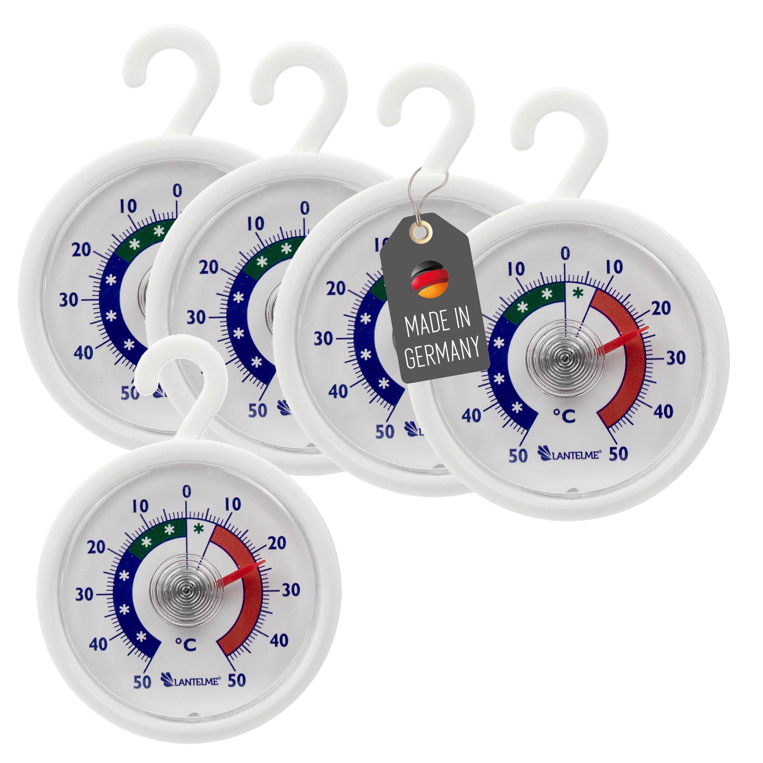 Lantelme Kühlschrankthermometer Gefrier- / Kühlschrankthermometer mit Haken, 5-tlg., rund, analog, Bimetall