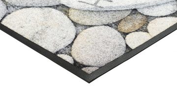 Fußmatte Pebble Stones, wash+dry by Kleen-Tex, rechteckig, Höhe: 7 mm, Schmutzfangmatte, Motiv Kieselsteine, mit Spruch, rutschhemmend
