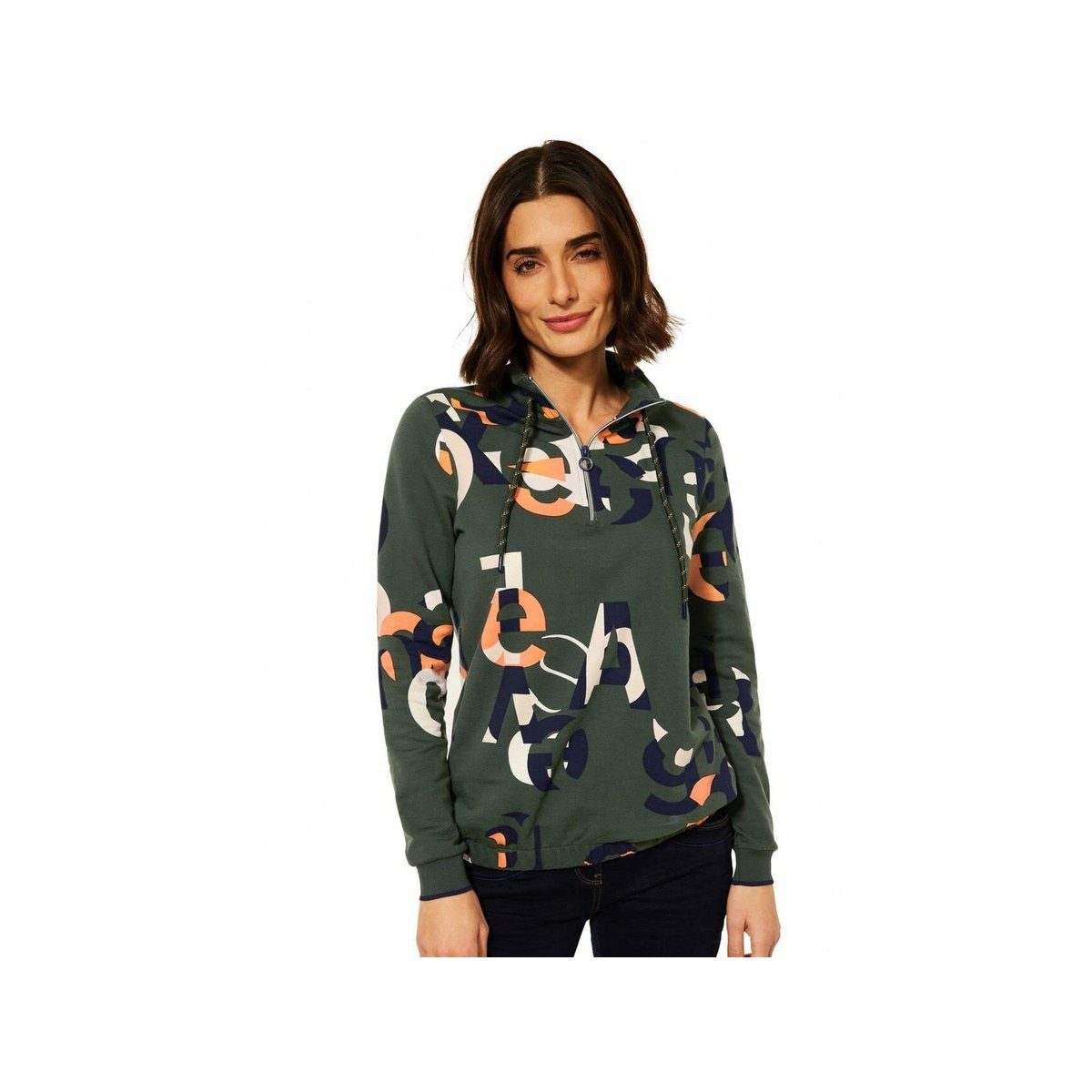 Cecil Sweatshirt olive sonstiges (1-tlg)