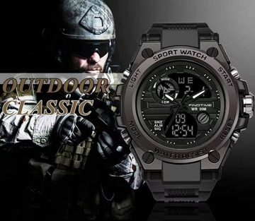 findtime Militär Herren's Sport 5 ATM Wasserdicht Watch (1,91 Zoll), Schrittzähler Schlafmonitor Pulsmesser Uhr Blutdruck Sportuhr