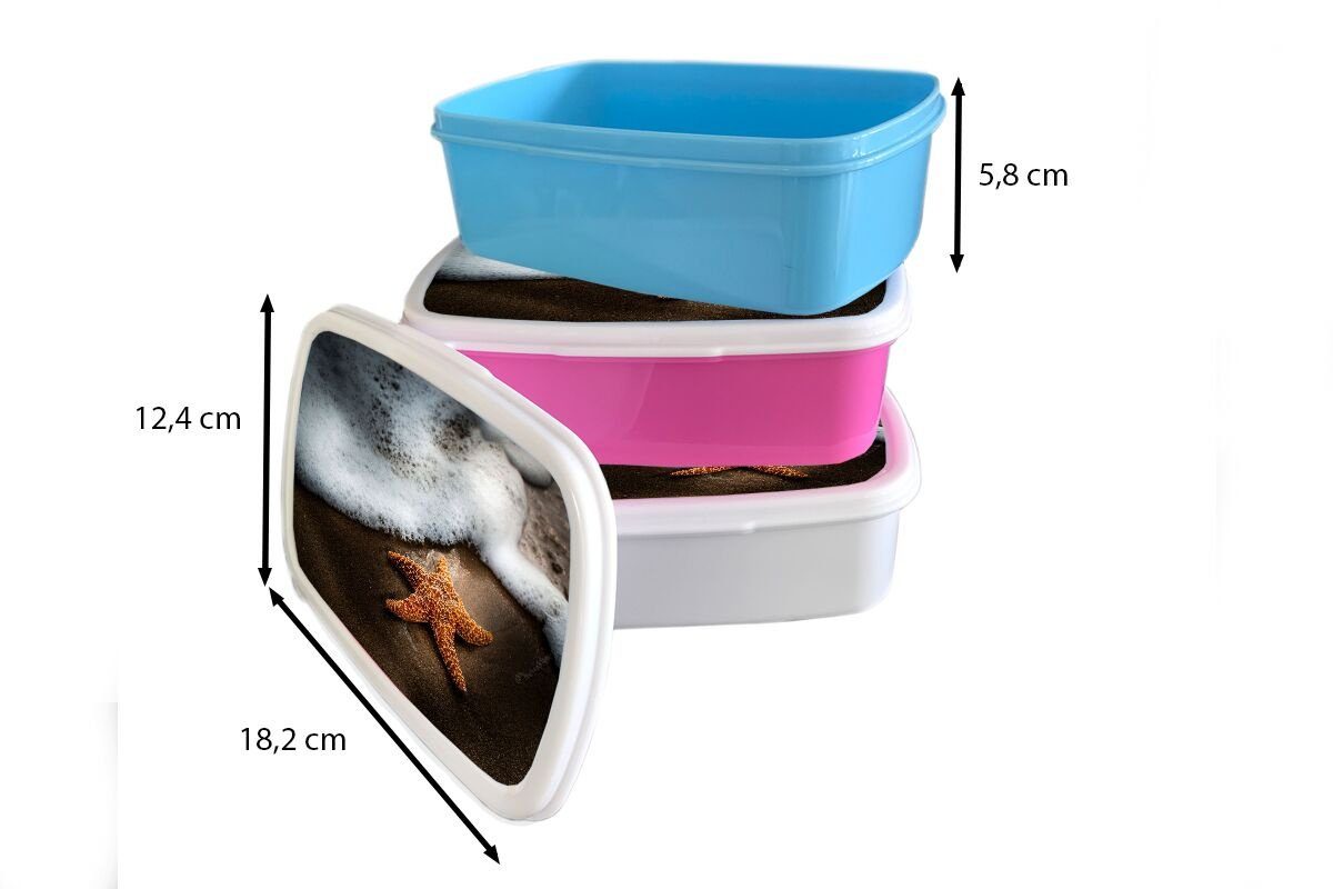 Kunststoff, Seestern Brotbox (2-tlg), - Kinder, Mädchen, Sand Snackbox, rosa für Erwachsene, Wasser, Brotdose Kunststoff MuchoWow - Lunchbox