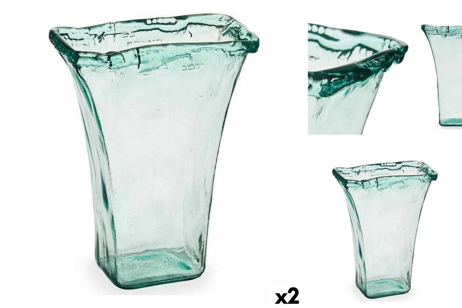 Gift Decor Dekovase Vase 27 x 34,5 x 14 cm Glas Durchsichtig 2 Stück