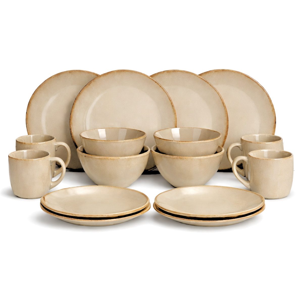 Mica Decorations Frühstücks-Geschirrset Mica Decorations Racco Geschirrset 16 Stueck - Beige, Stein