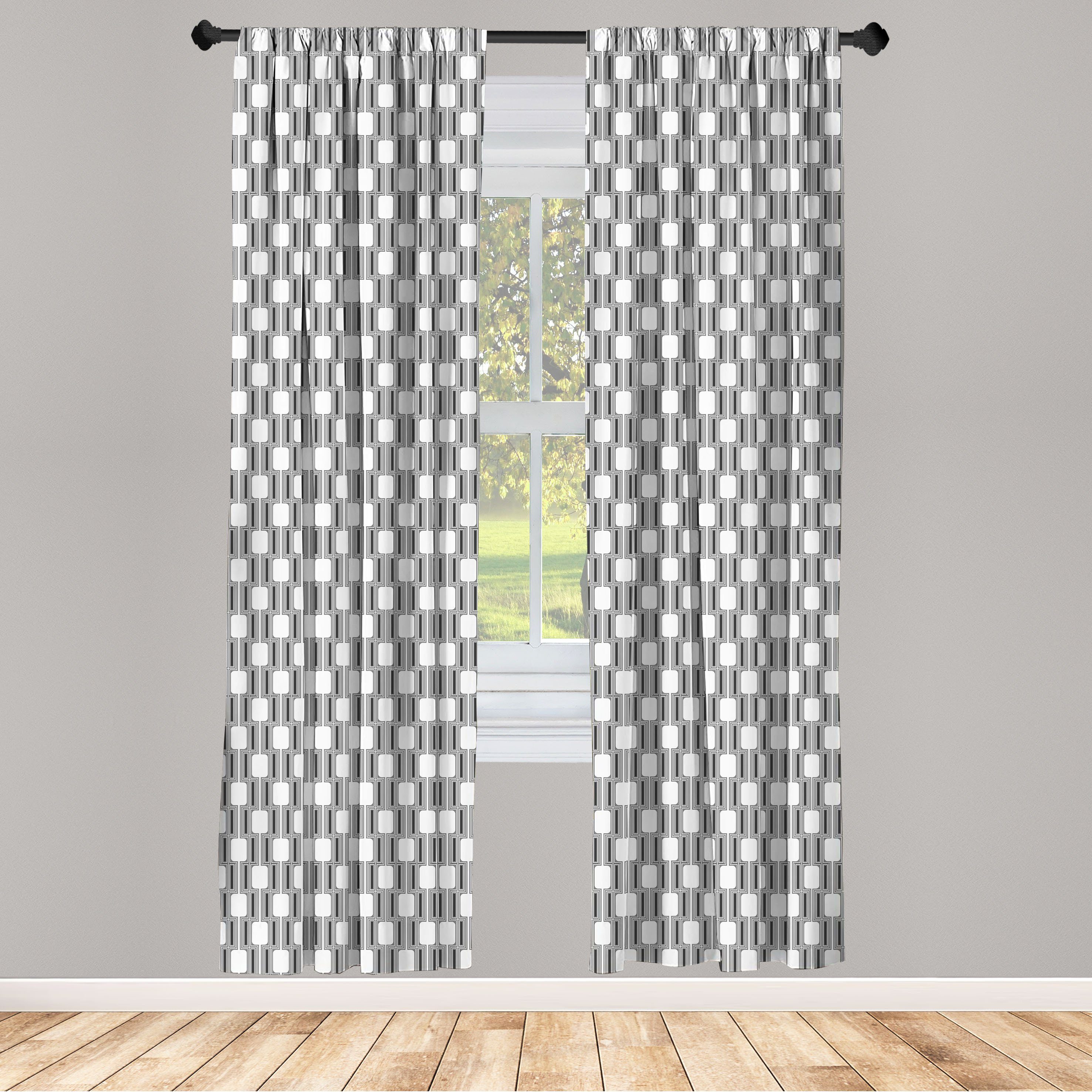 Gardine Vorhang für Wohnzimmer Schlafzimmer Dekor, Abakuhaus, Microfaser, Abstrakt Moderne geometrische Blumen