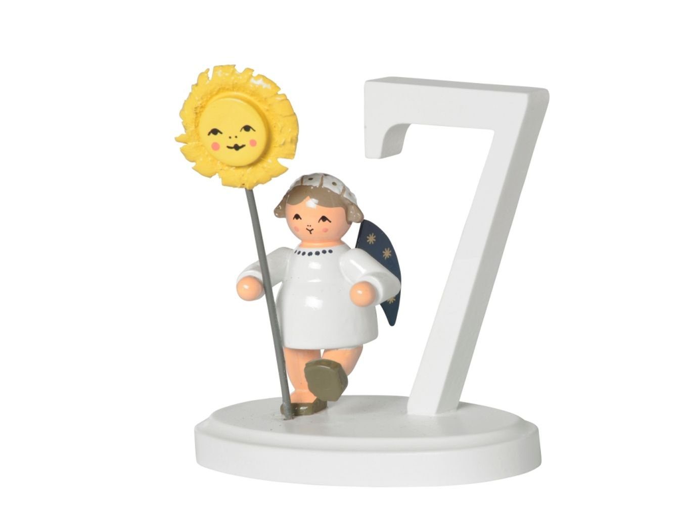 KWO Kunstgewerbe Werkstätten Engelfigur Miniaturfigur Engel mit Zahl "7" BxTxH= 8x4x7cm NEU
