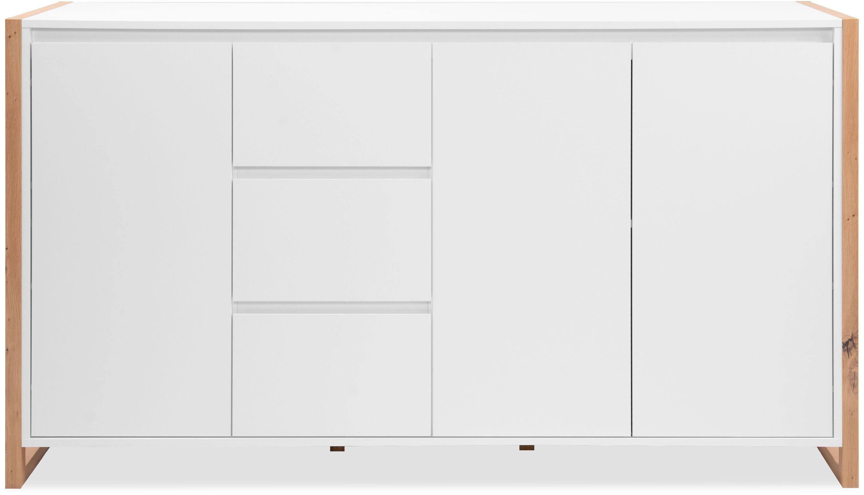 Finori Sideboard Denver 3, weiß / Dekor Artisan Oak HxBxT 88x160x40 cm