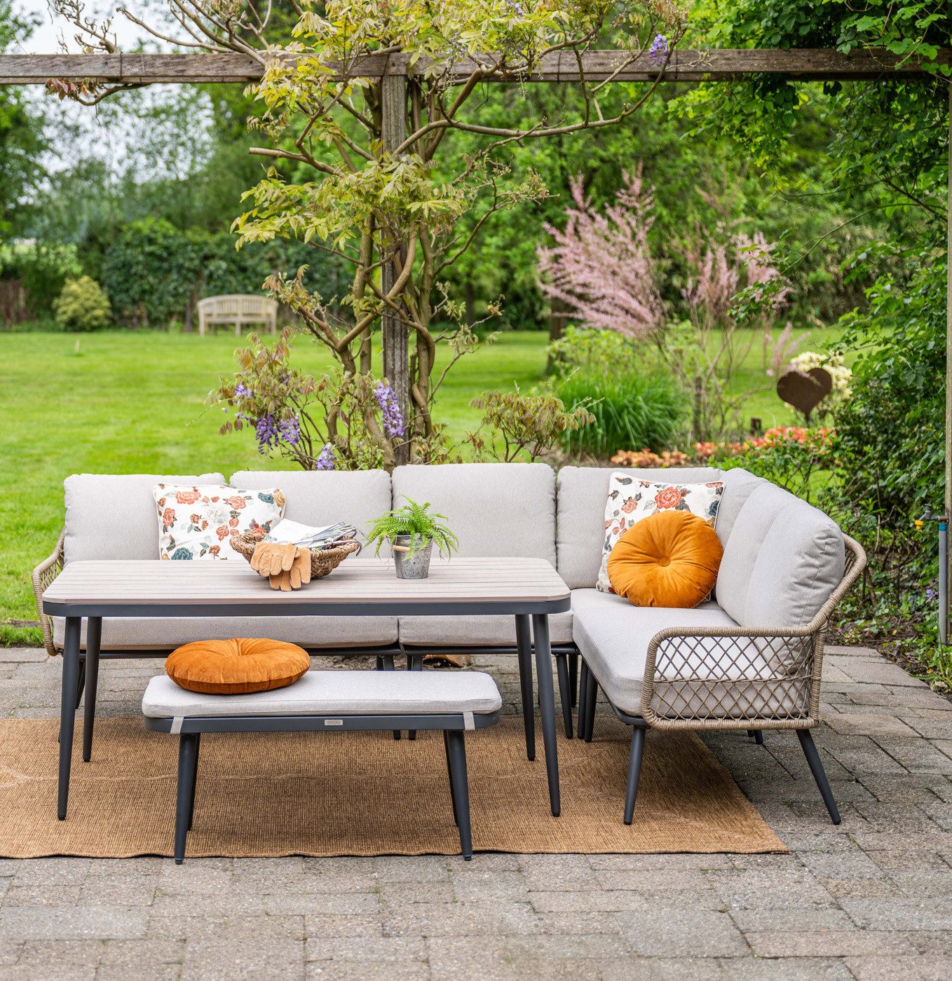 Garden Impressions Gartenlounge-Set Allasio Premium Eckgartenmöbelset Diningset Gartenmöbelset 5-teilig, (5-tlg)