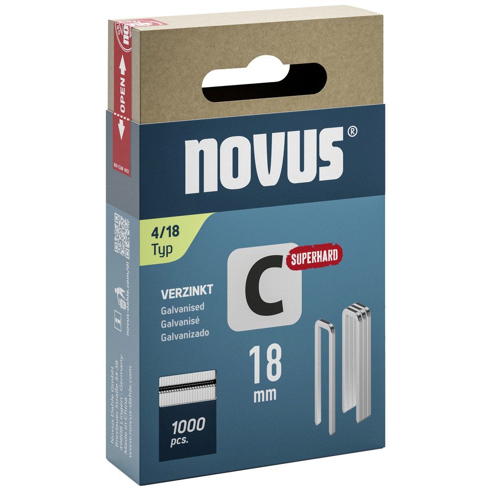 NOVUS Tackerklammer Novus Tools 042-0802 Schmalrückenklammern Typ 4 1000 St. Abmessungen (