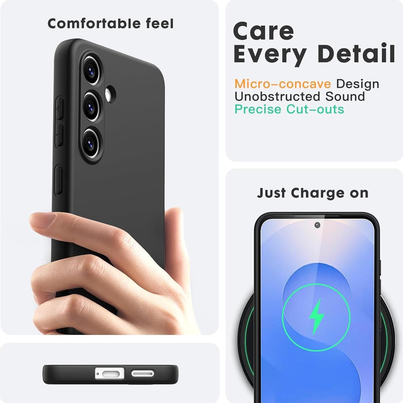 CoolGadget Handyhülle Silikon Case für das Samsung Galaxy S25 Edge Slim TPU Cover, Weiche Schutz Hülle mit Innen Fleece aus Stoff Handy Tasche – Bild 5 von 5
