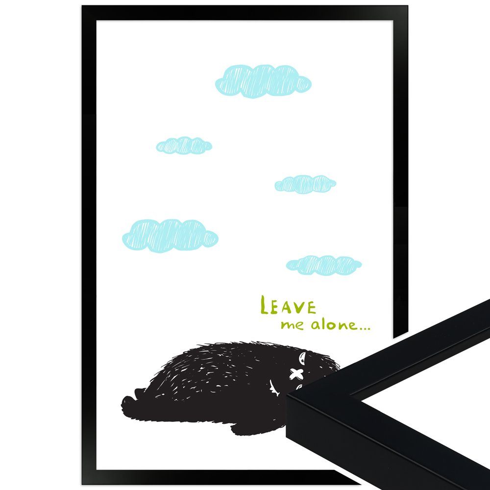 WANDStyle Bild mit Rahmen Leave me alone Monsterchen, süßes Poster fürs Kinderzimmer