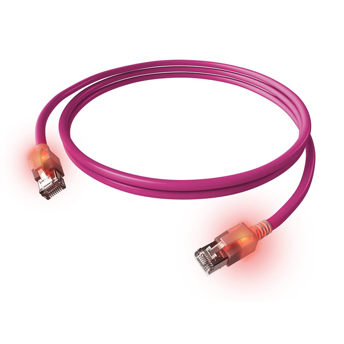 Easylan DualBoot LED Patchkabel RJ45 S/FTP Cat.6A (Class EA) LAN-Kabel, RJ-45 Männlich (Stecker), RJ-45 Männlich (Stecker) (50.0 cm), mit saCon Stecker, LSOH, CS1OVADAD0005