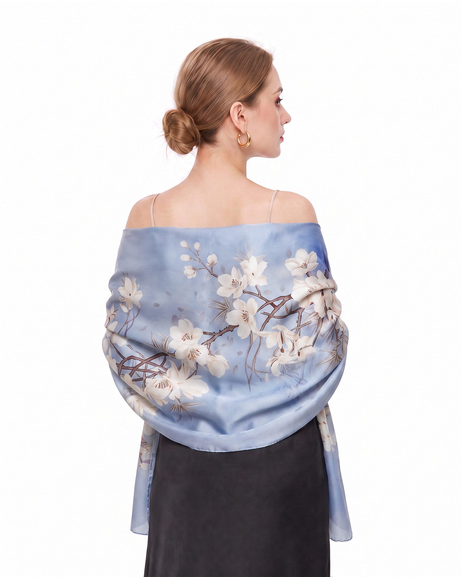 STORY OF SHANGHAI Seidenschal Damen 100% Seide, leichter weicher Satin, 55 × 175 cm, (1-St), leichter weicher Damenschal aus Satin